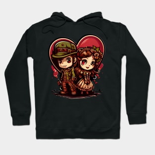 Elegantly dressed 19th century couple on Valentine's Day Hoodie